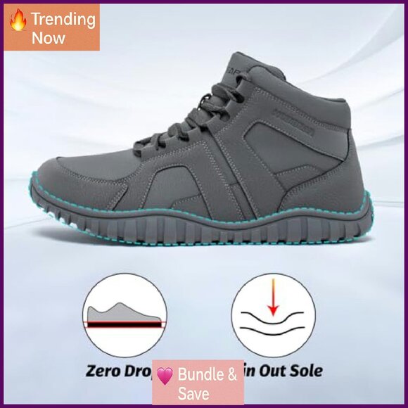 Warm Waterproof Winter Boots Wide Toe Box Zero Drop Outdoor Shoes - Picture 4 of 8
